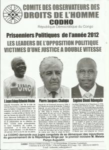 PRISONNIERS POLITIQUES 2012 EN RDC