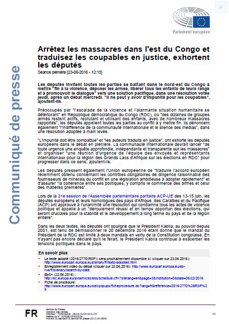 COMM EU-ACP DU 230616 KABILA DOIT DEMISSIONER LE 201216