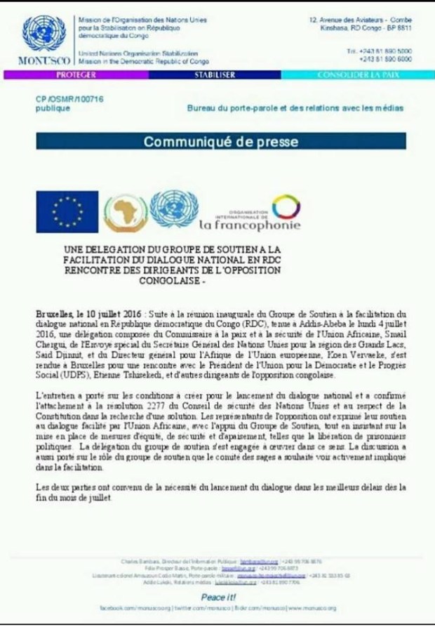 COMMUNIQUE DELEGATION GROUPE DE SOUTIEN