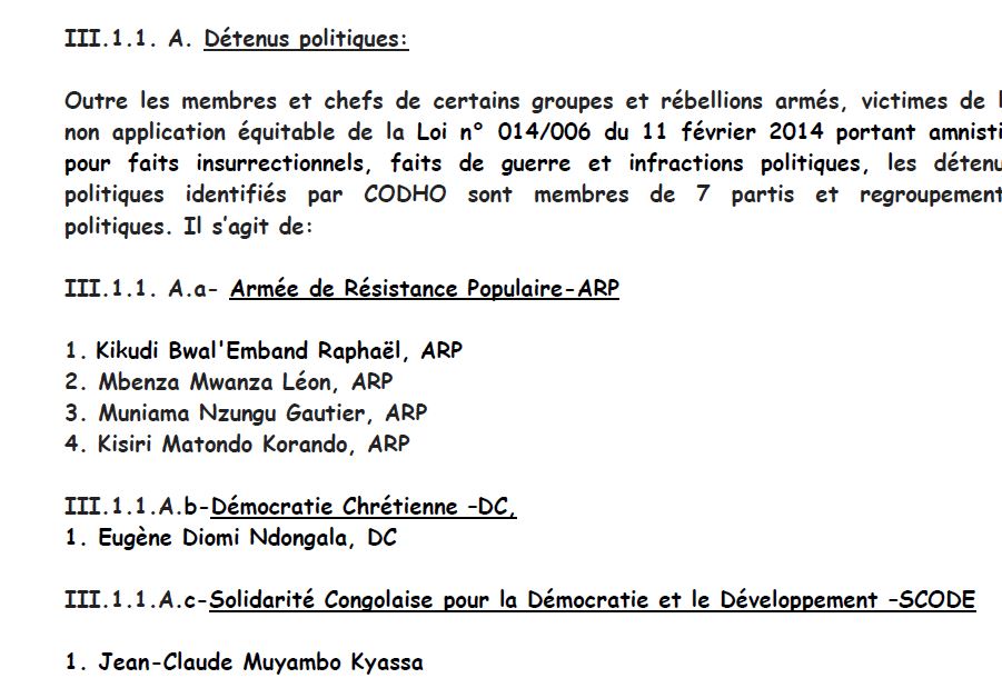 prisonniers politiques codho 270816