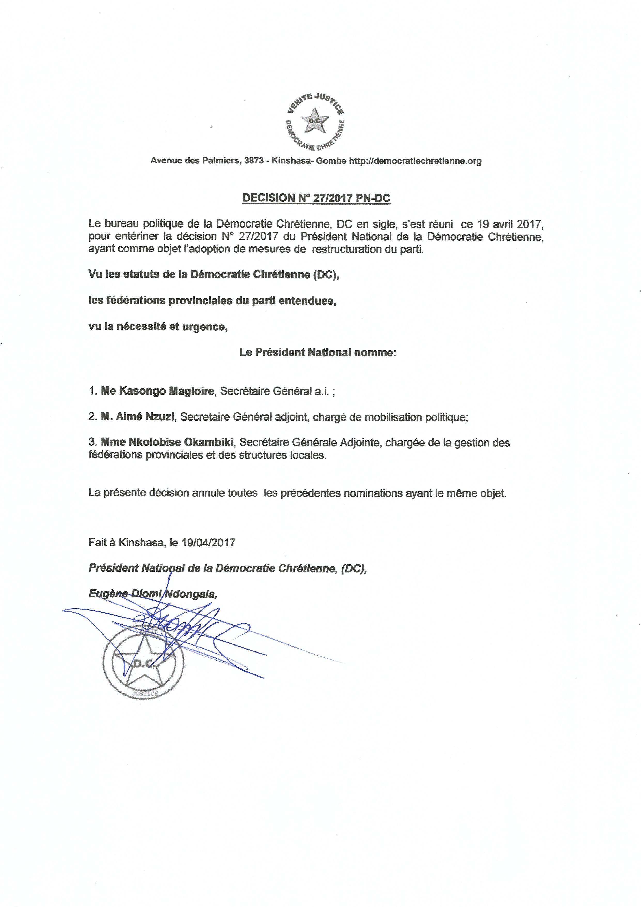 DECISION NOMINATION SG AI DC