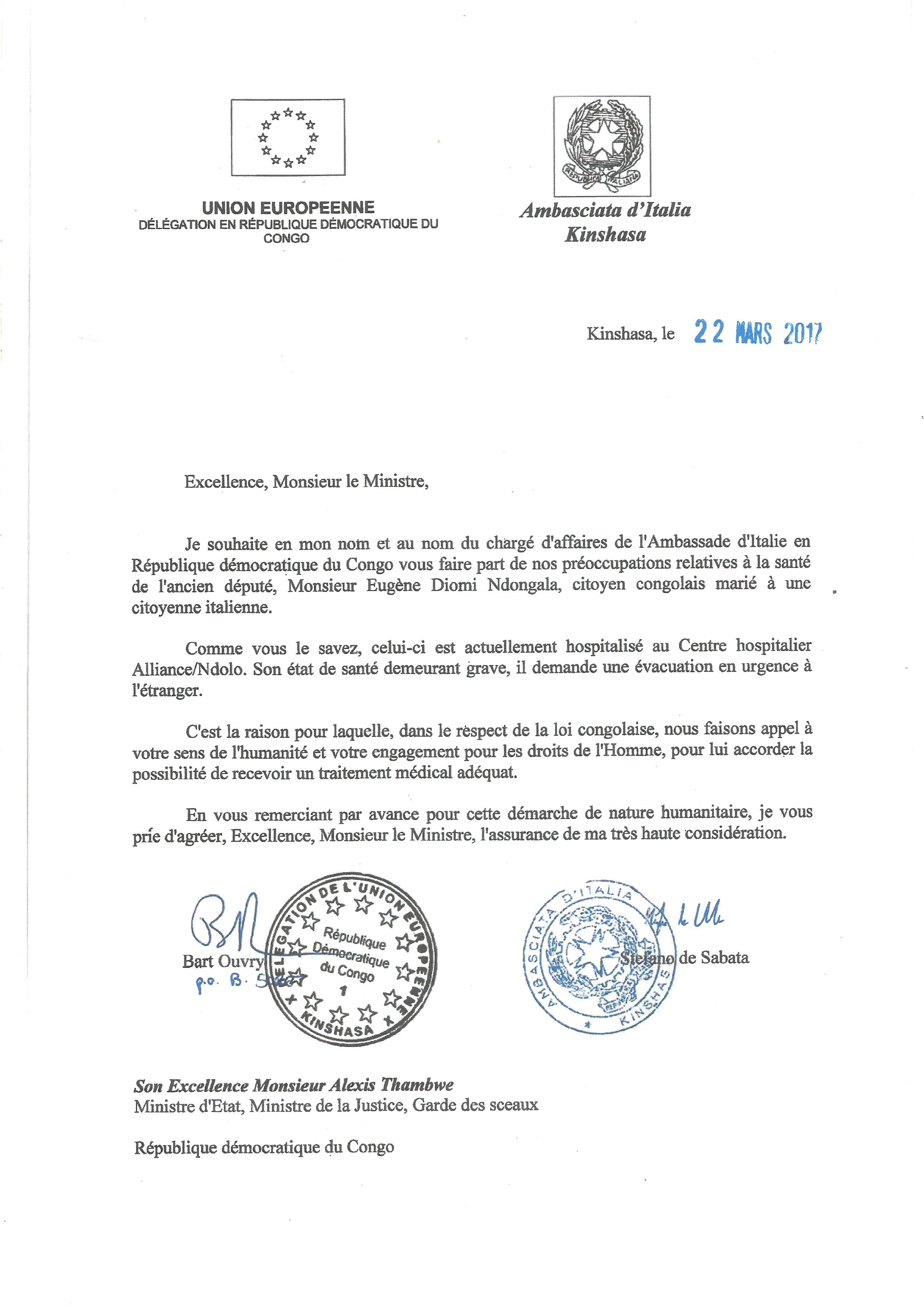 lettre conjointe ue et ambassade d italie