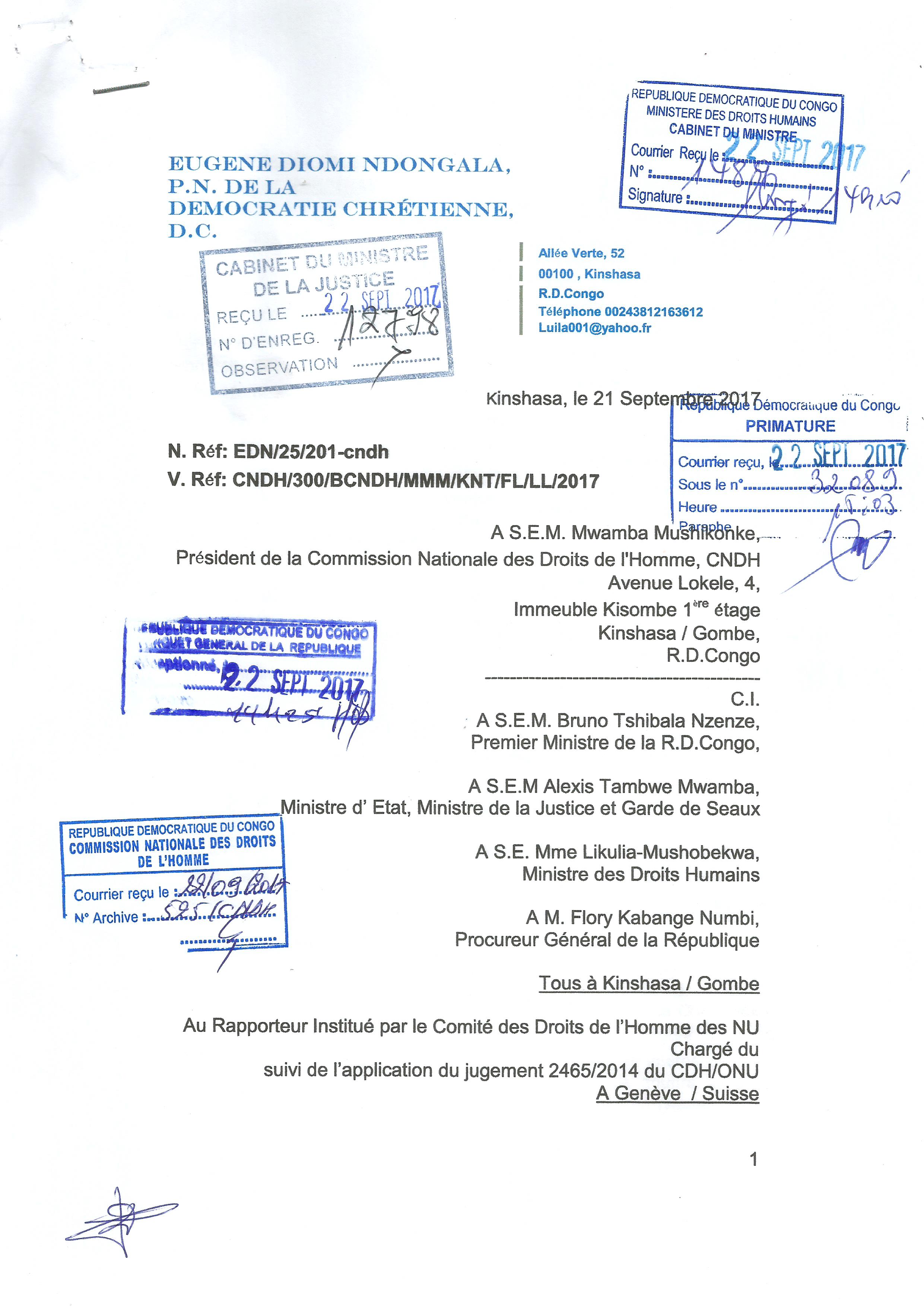 ACCUSEES DE RECEPTION LETTRE DIOMI CNDH