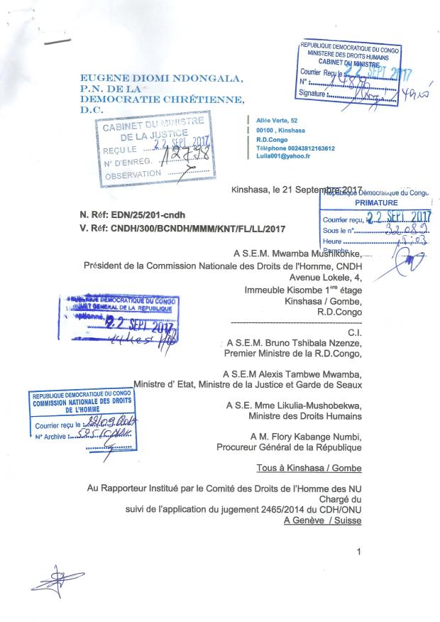 ACCUSEES DE RECEPTION LETTRE DIOMI CNDH