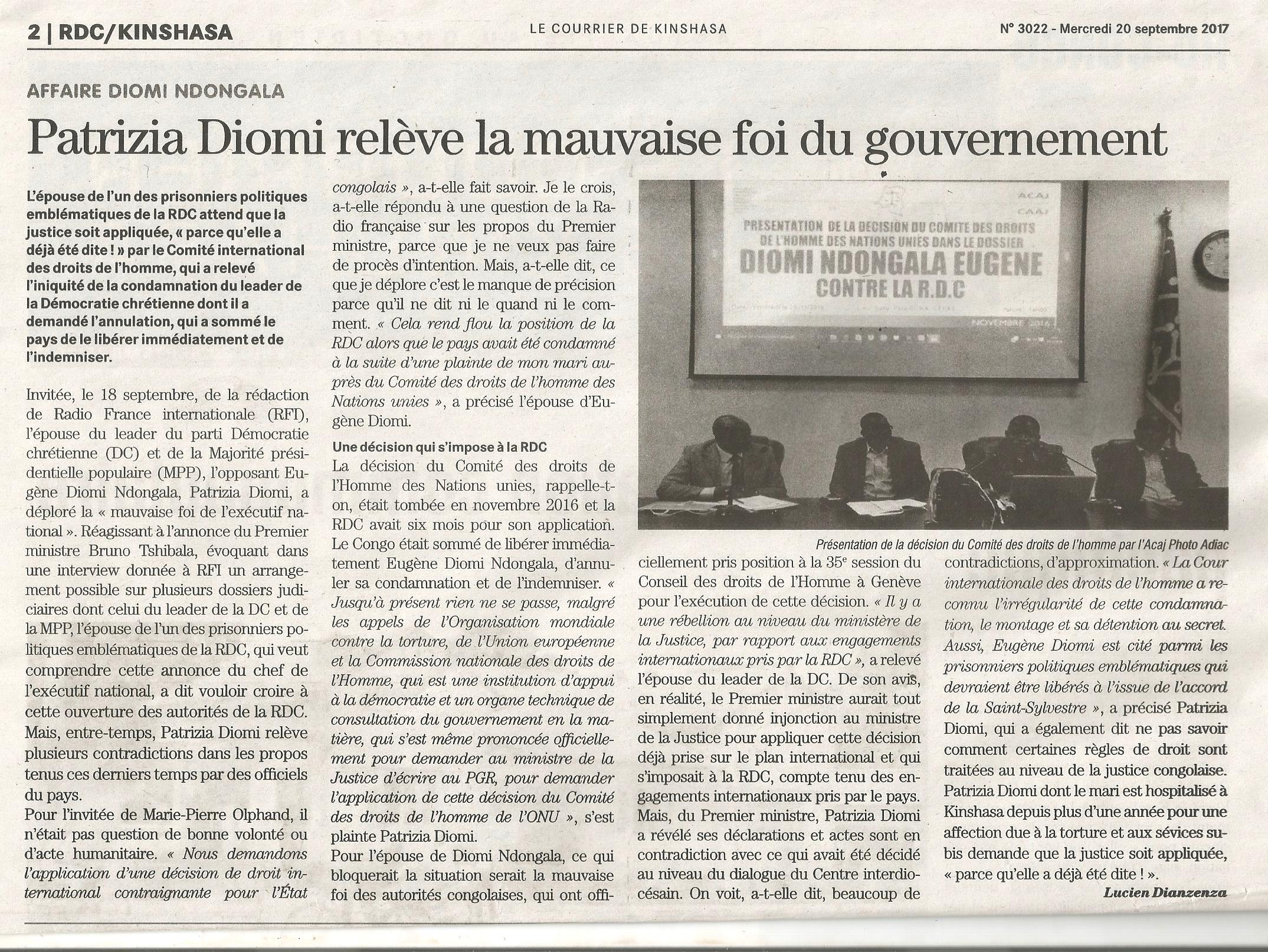 DEPECHE DE BRAZZAVILLE INTERVIEW PATRIZIA A RFI