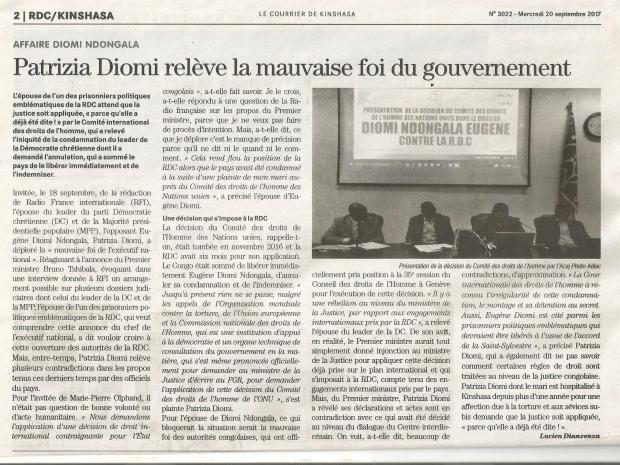 DEPECHE DE BRAZZAVILLE INTERVIEW PATRIZIA A RFI