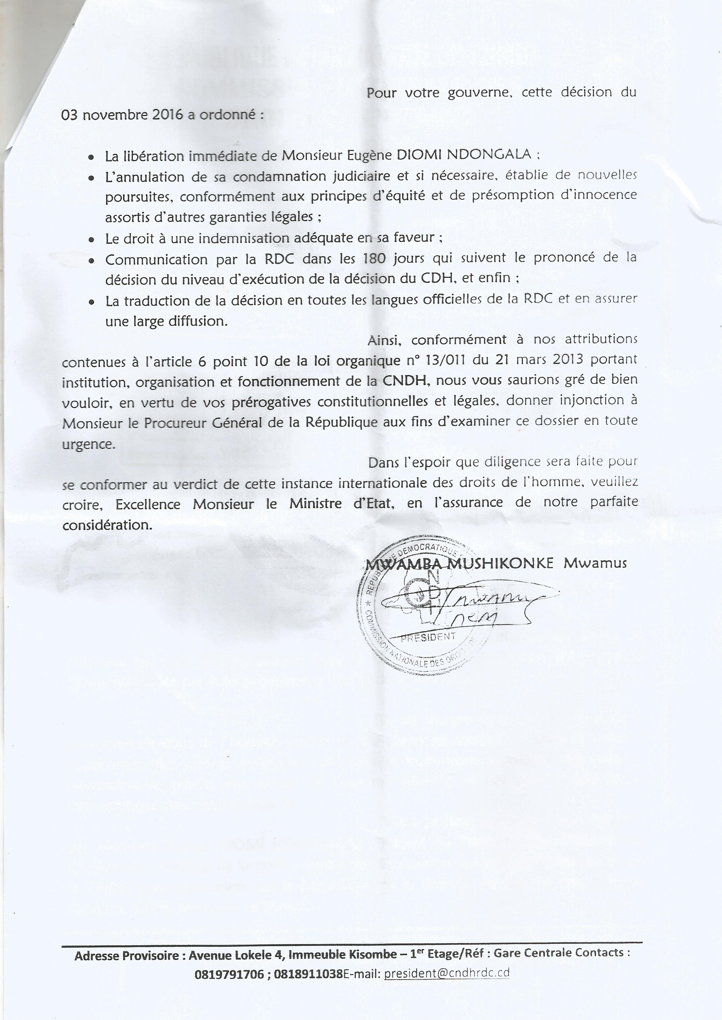 lettre du cndh 2 au min justice et dh