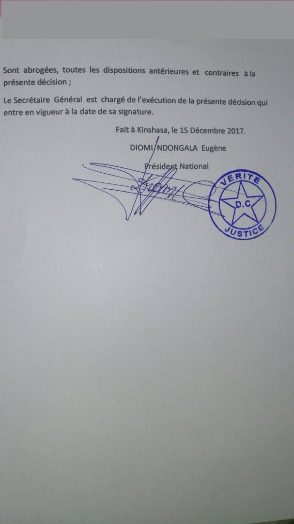 mise en place fed kinshasa dc 3