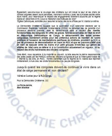 communique du 010118 dc