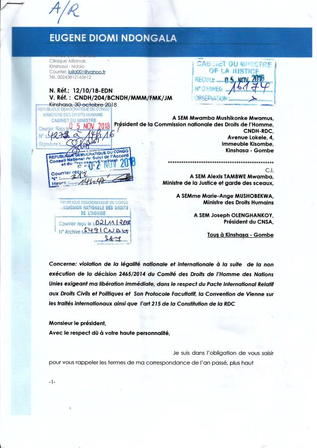 accusee de reception lettre au CNDH
