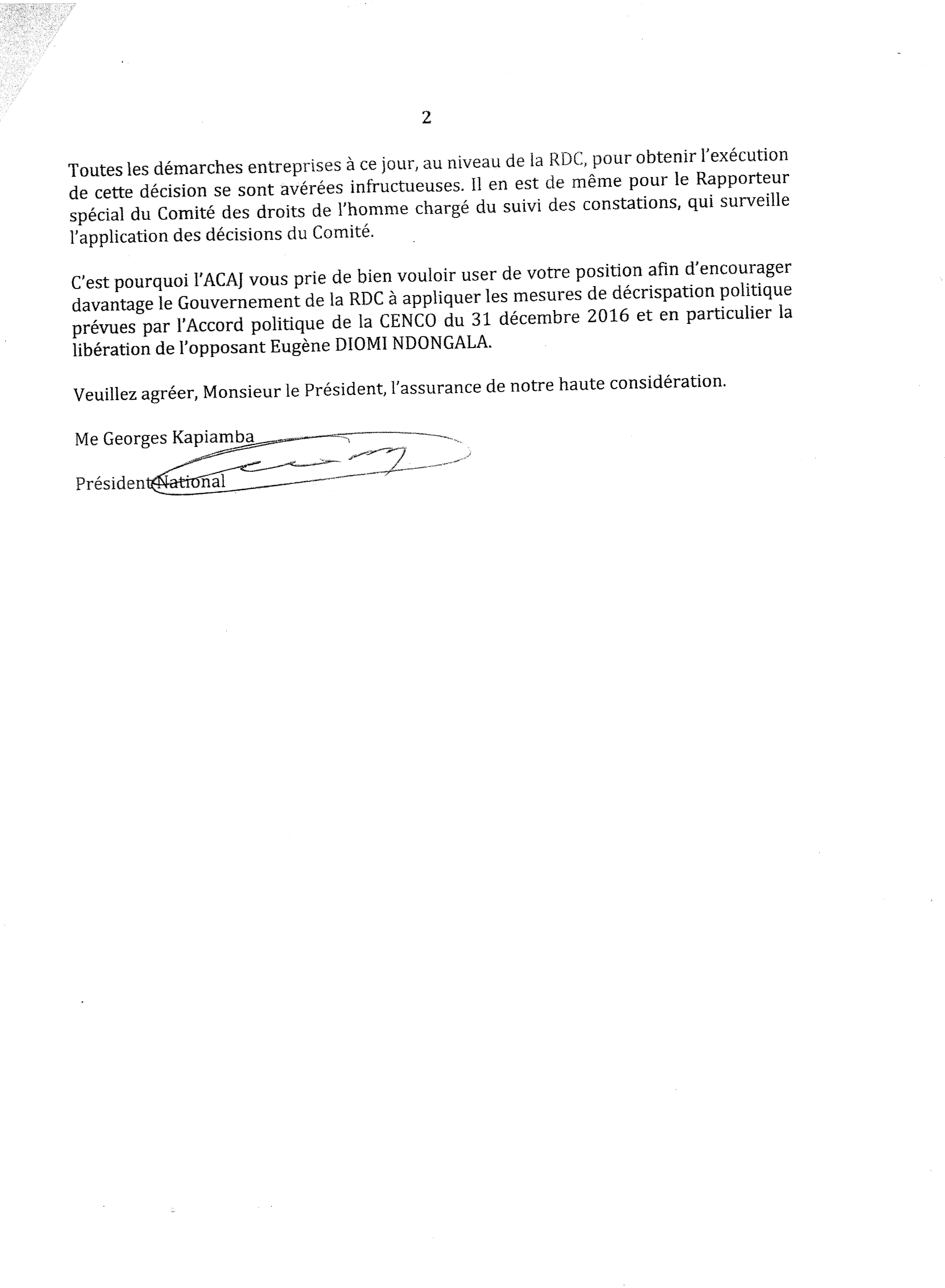 LETTRE A LA COMMISSION DE L UA ADDIS ABEBA 2